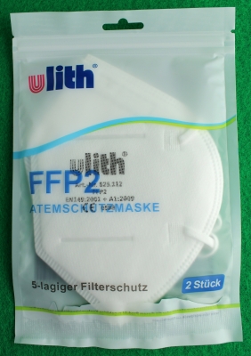 2 Stück / Polybeutel FFP2-Maske ohne Ventil